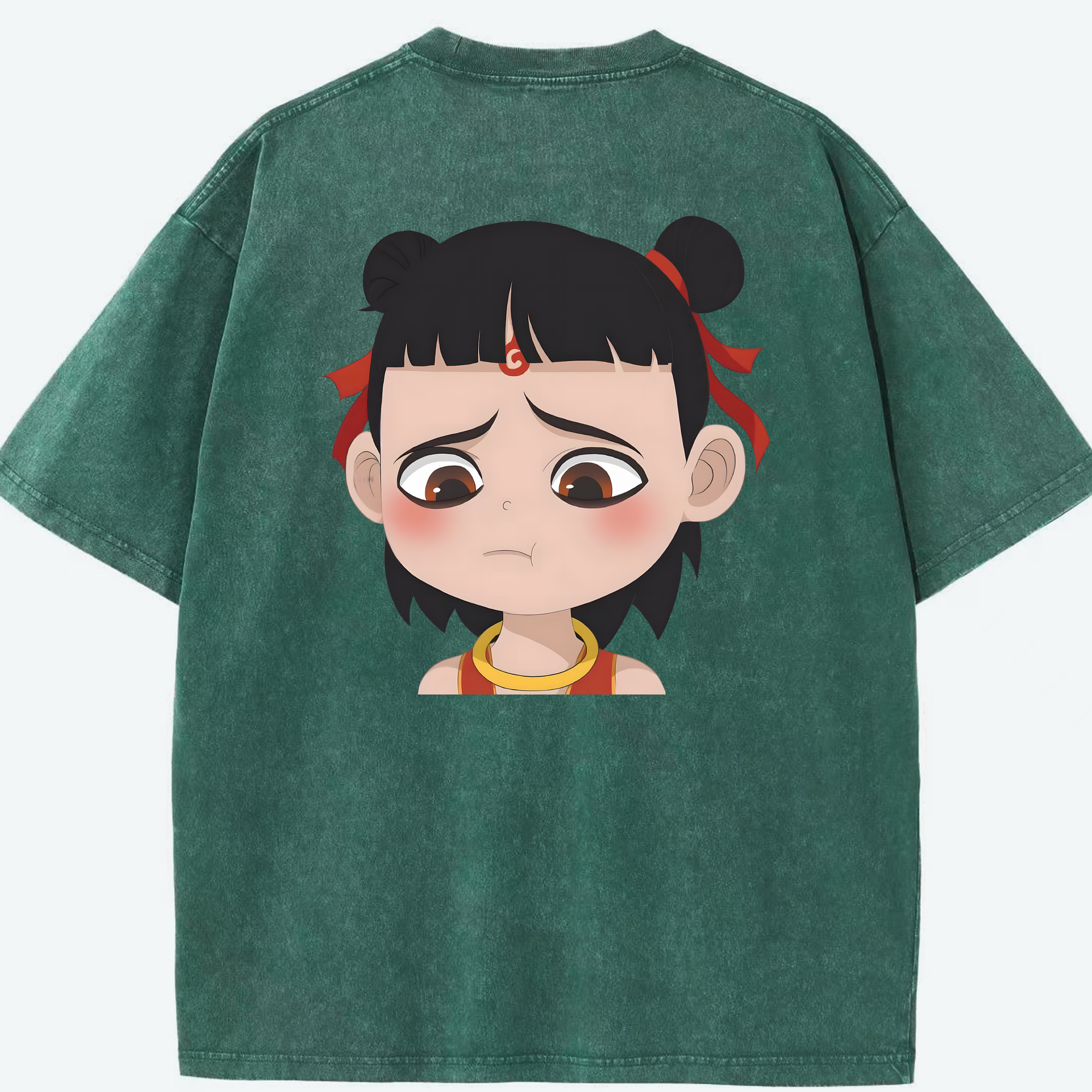 （画像用） Ne Zha 2 ナタ 魔童の大暴れ 綿100% ヴィンテージ風 半袖Tシャツ（背面プリント）